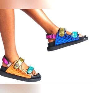 Kurt Geiger Orsen Rainbow Quilted Sandal